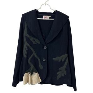 Rosie Neira Anthropologie Womens Sz Large 100% Wool Moonflower Sweater Jacket